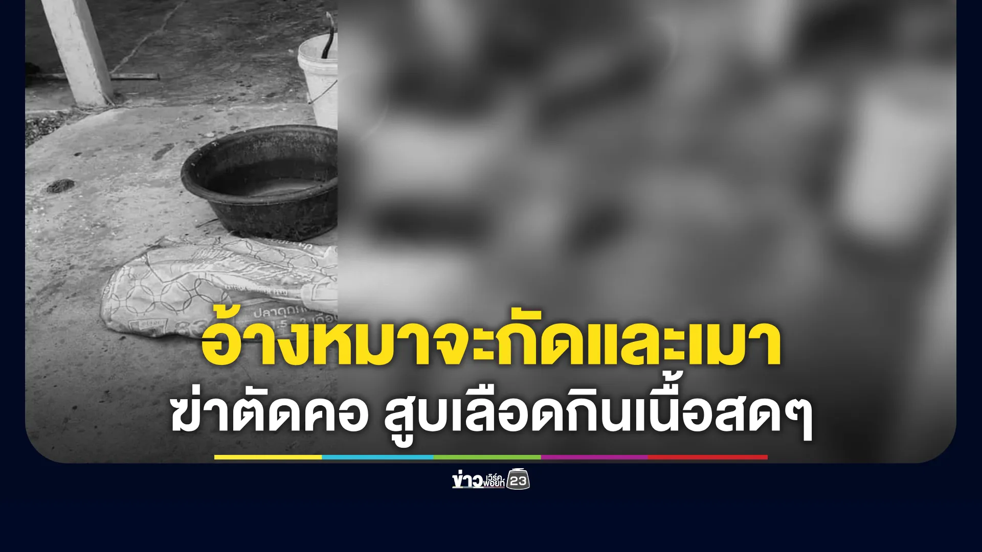 ฆ่าตัดคอหมาสูบเลือดกินเนื้อสดๆ