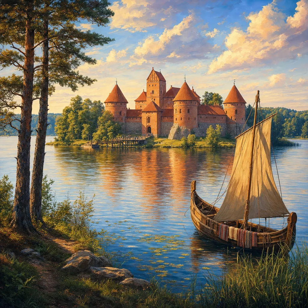 Trakai Castle on Lake Galvė