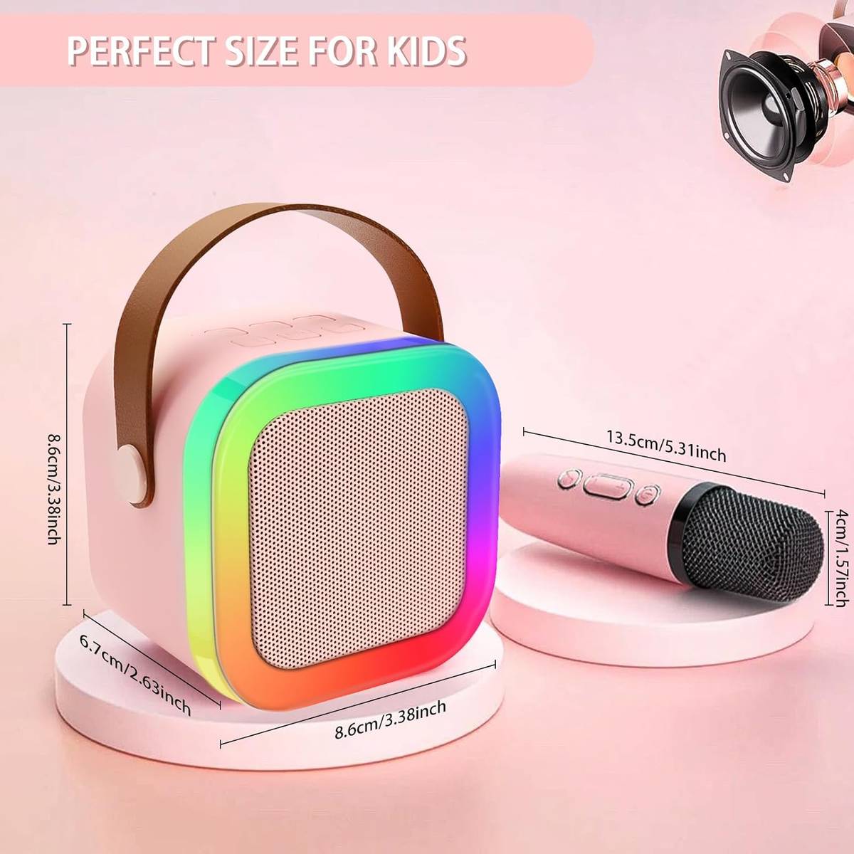 K-12 Mini Portable Bluetooth Karaoke Sound System with Wireless Microphone