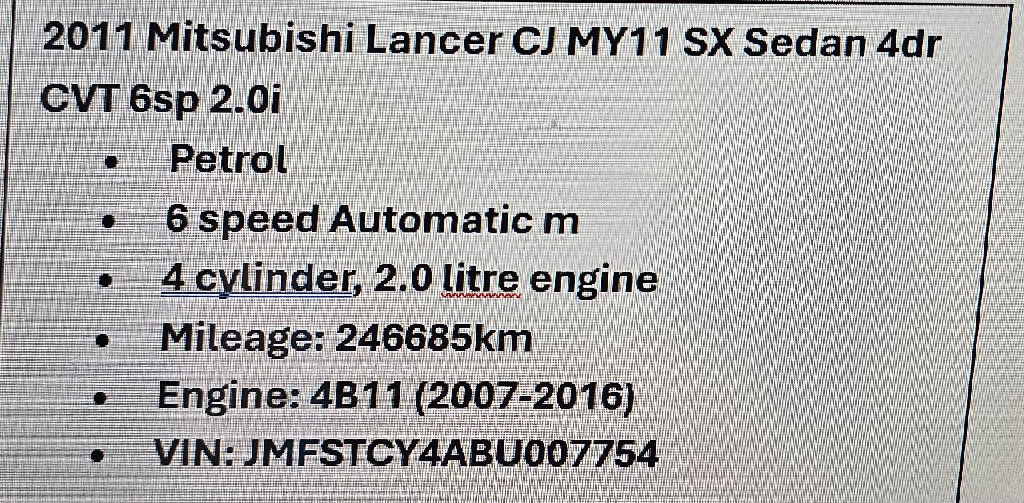 ENGINE CJ LANCER 4B11 (2007 - 2016) photo 5