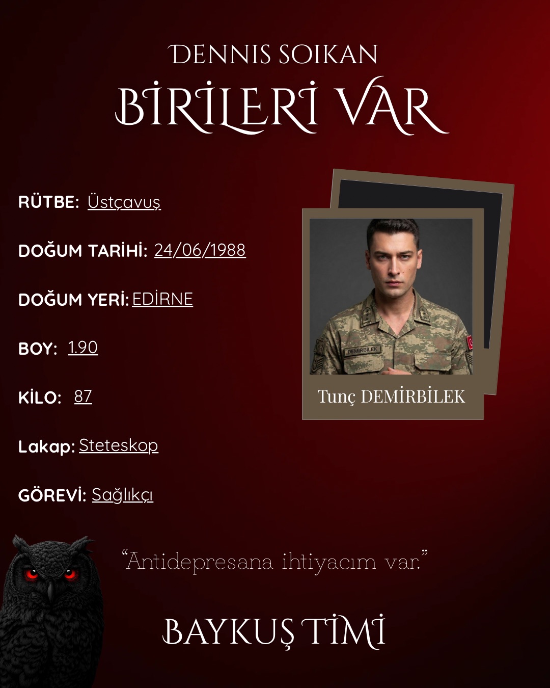 Tunç Demirbilek - BİRİLERİ VAR (+18) karakter görseli
