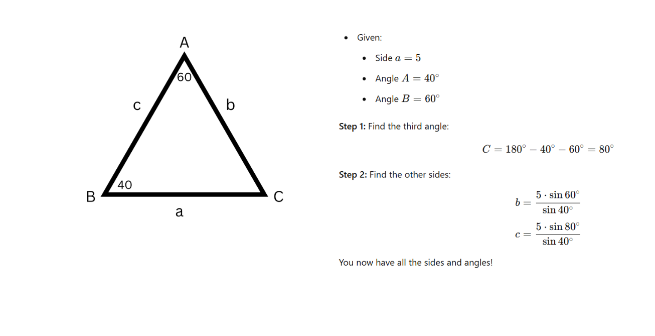 Measuring sides and angles through geometric triangulation