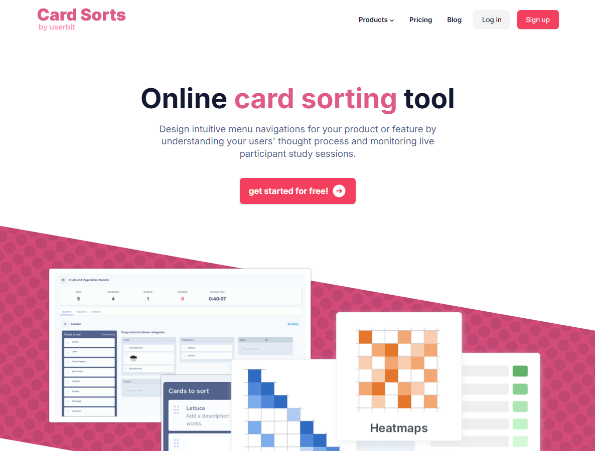 Card Sorts by UserBit's landing page