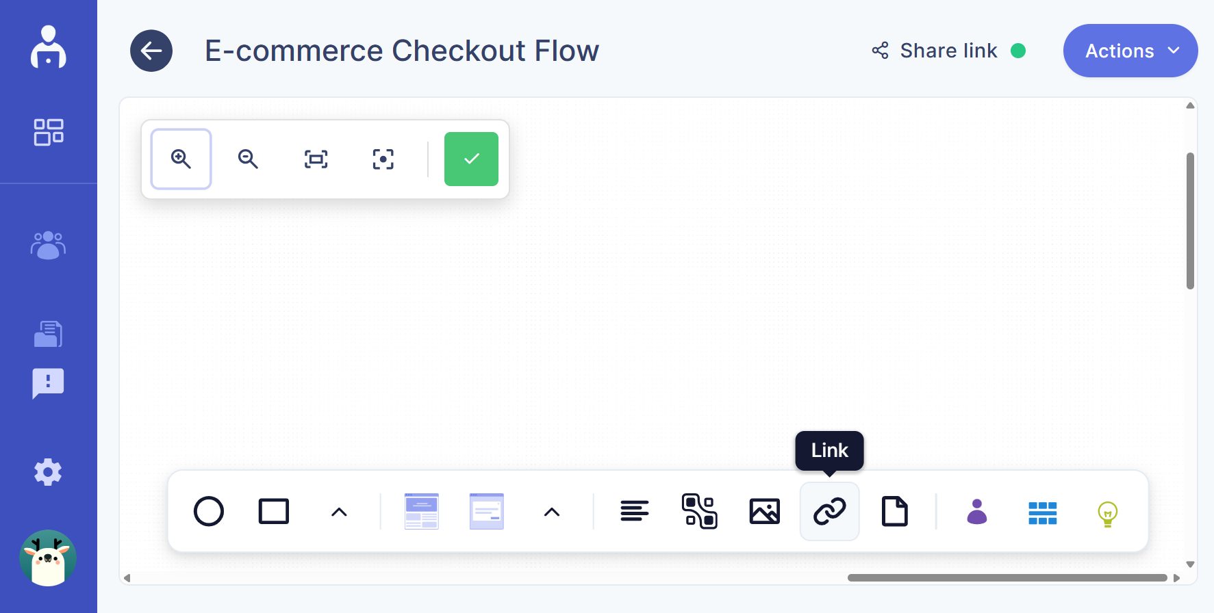 Link option in the toolbar