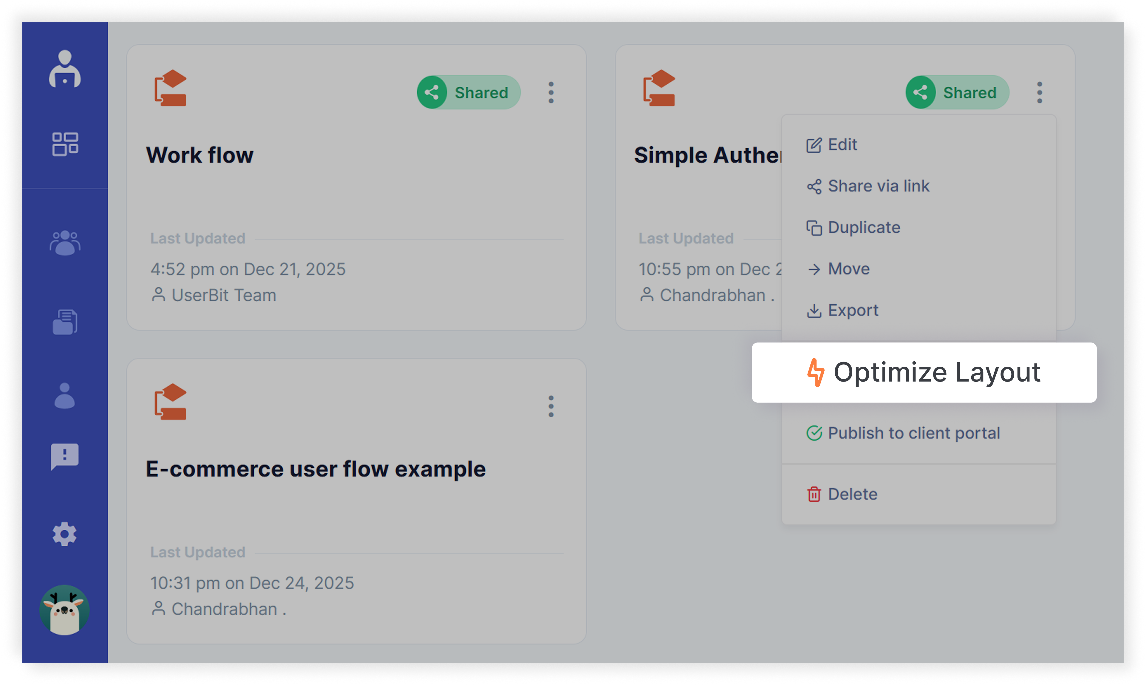 Optimize layout button