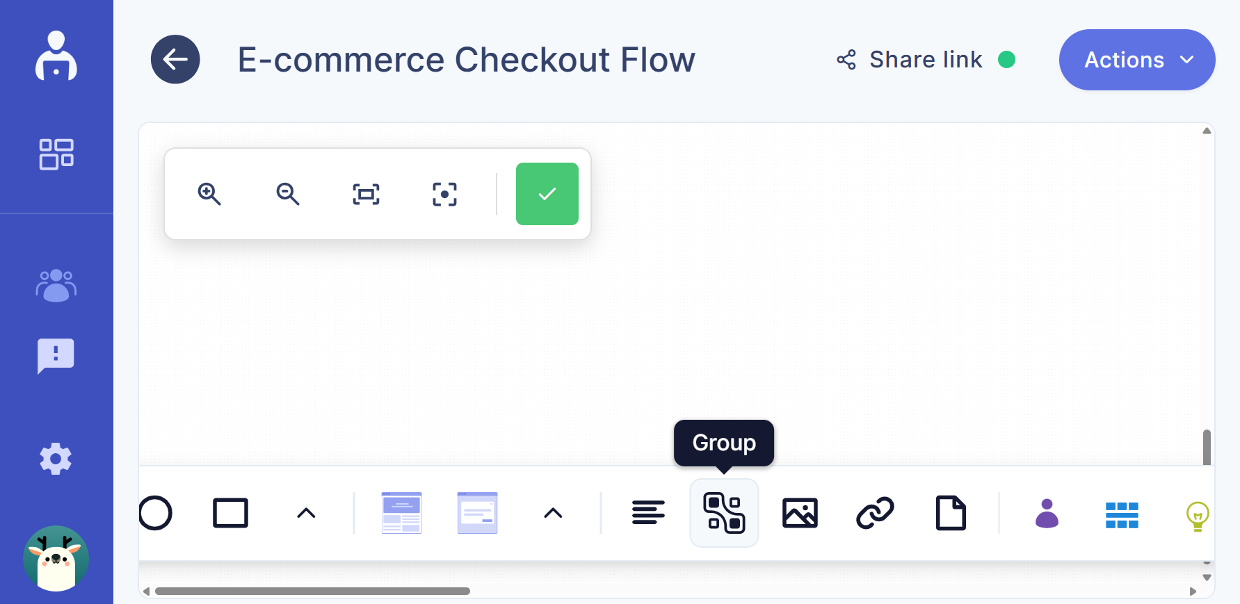Group option in the toolbar