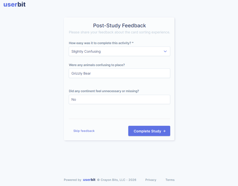 Participants view of Post-Study questions