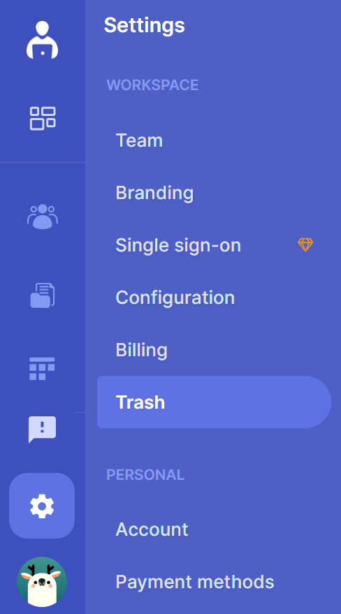 Trash functionality on the side bar