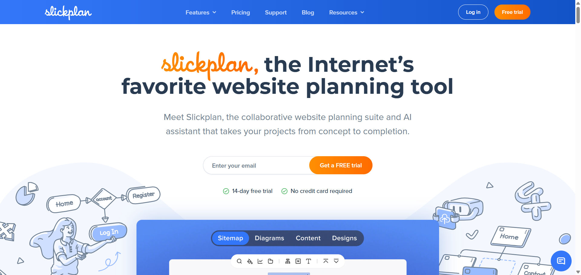 Slickplan landing page