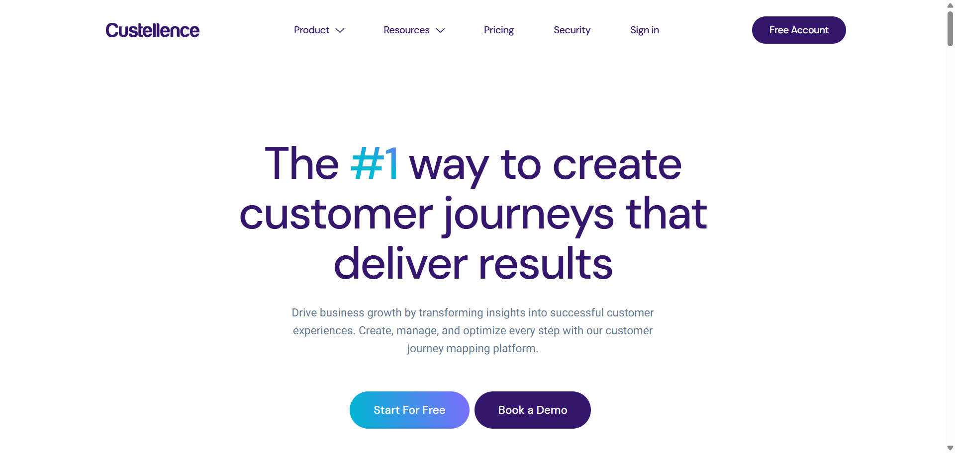 Custellence landing page