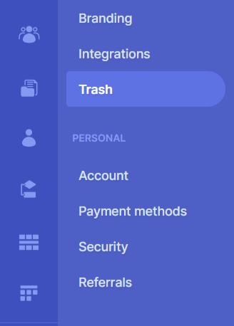 Trash functionality on the side bar