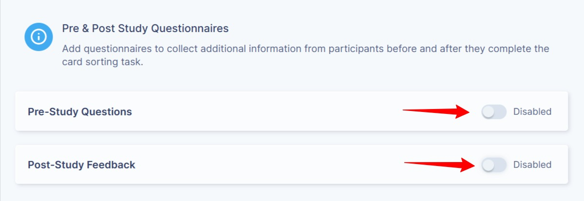 Click to enable Post-Study and Pre-Study questions