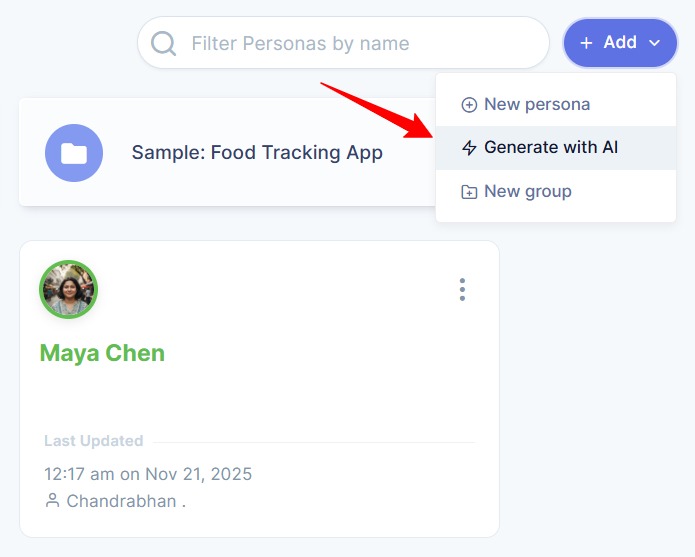 Generate with AI option in the dropdown menu