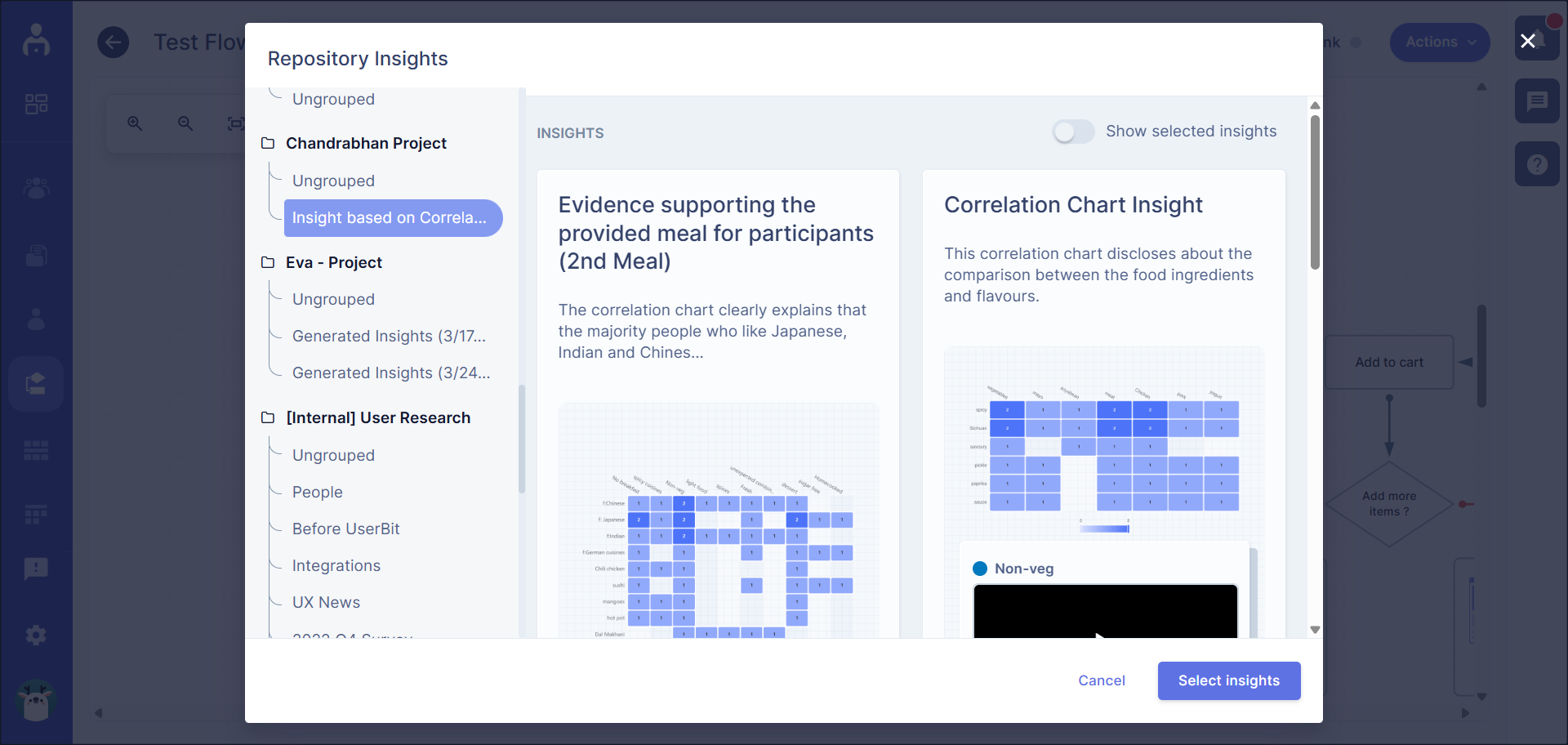 All insights dialogue box