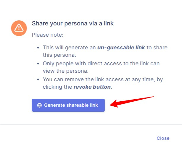 Generate sharable link button