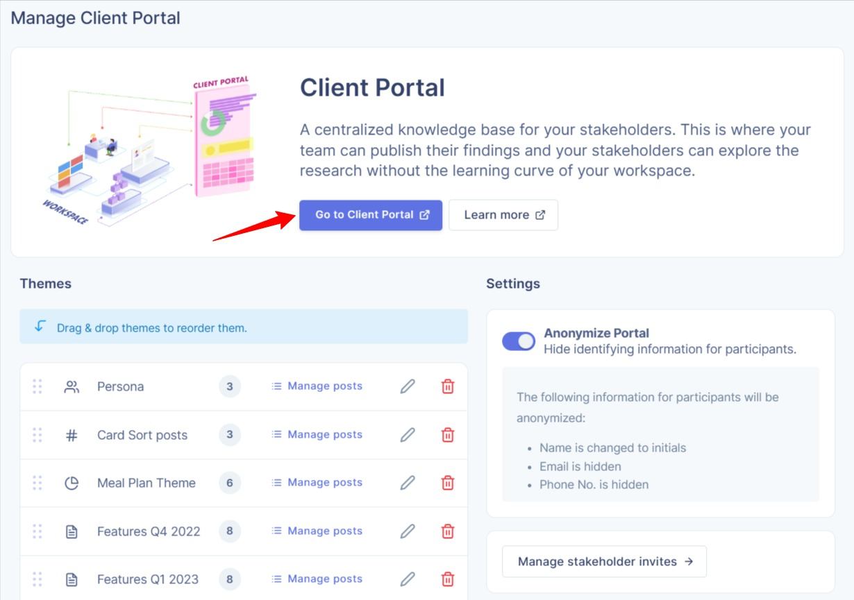 Go to Client Portal button  