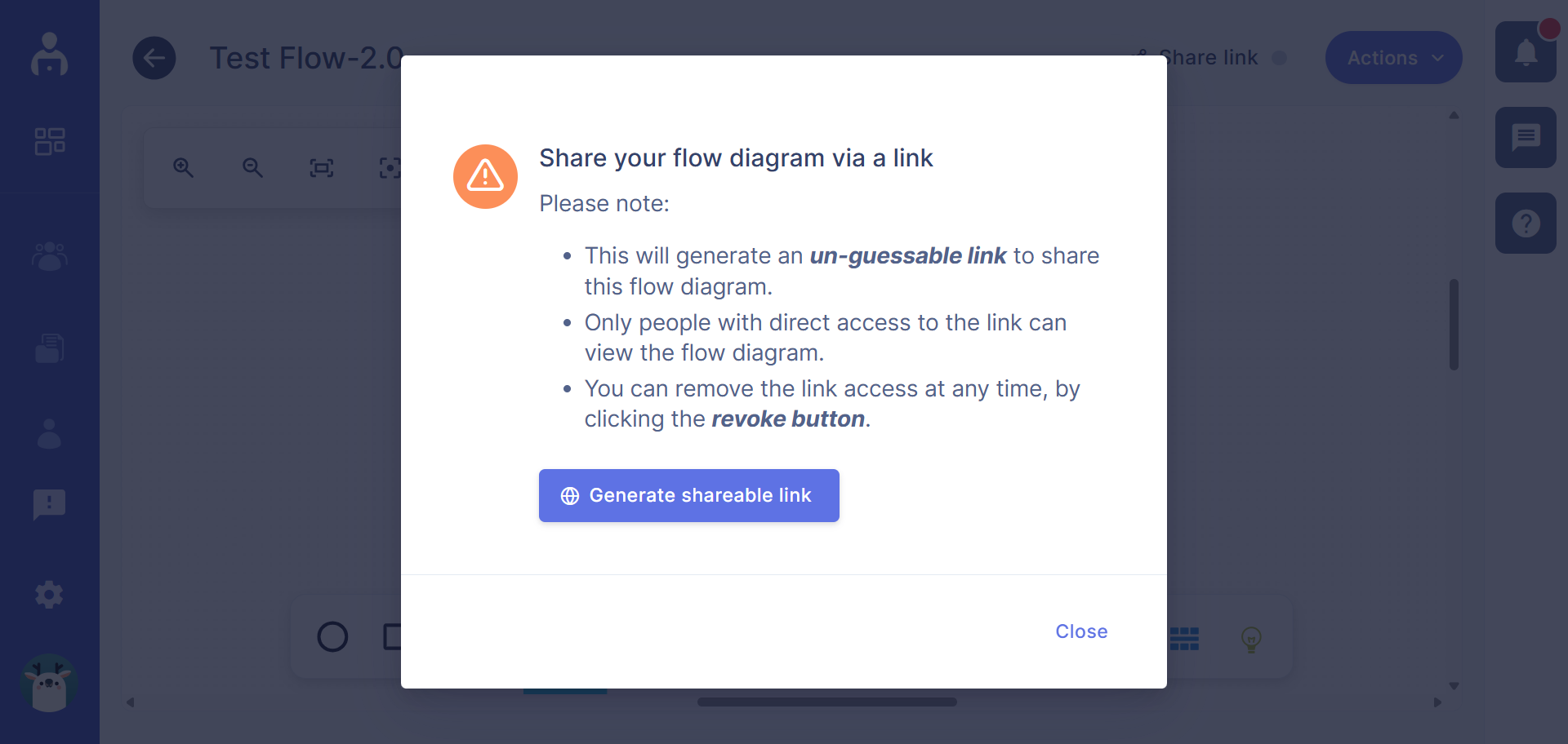 Share your flow diagram via a public and protected link
