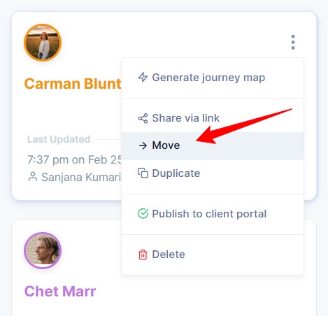 Move button of the dropdown menu