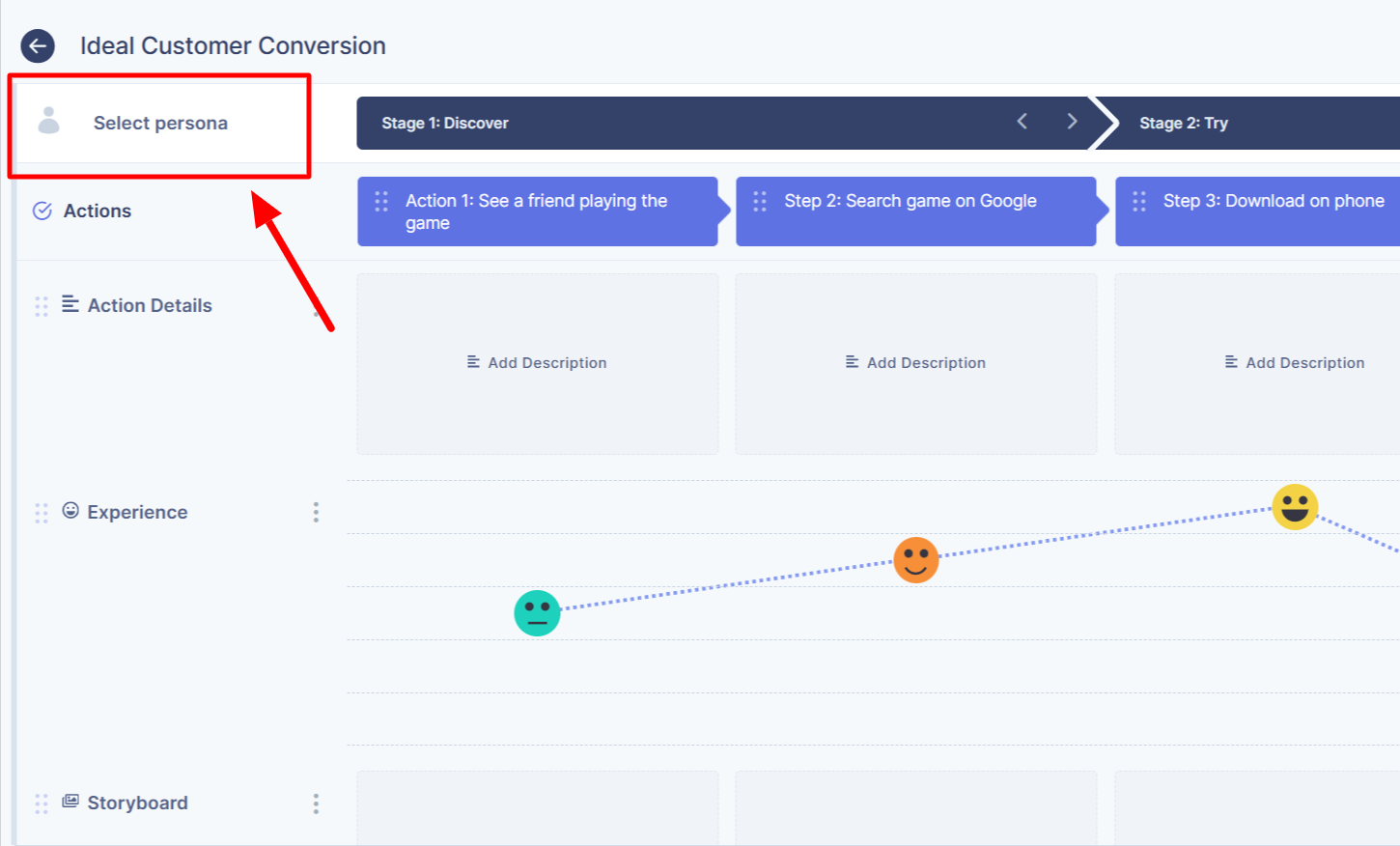 In UserBit personas can be linked/attached to the journey maps