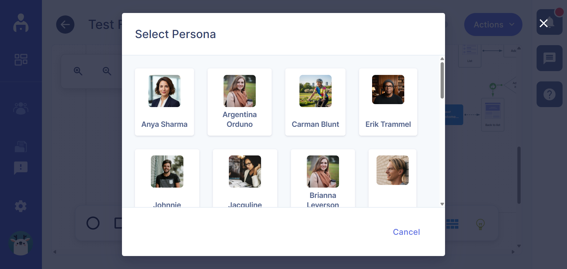 Select persona dialogue box