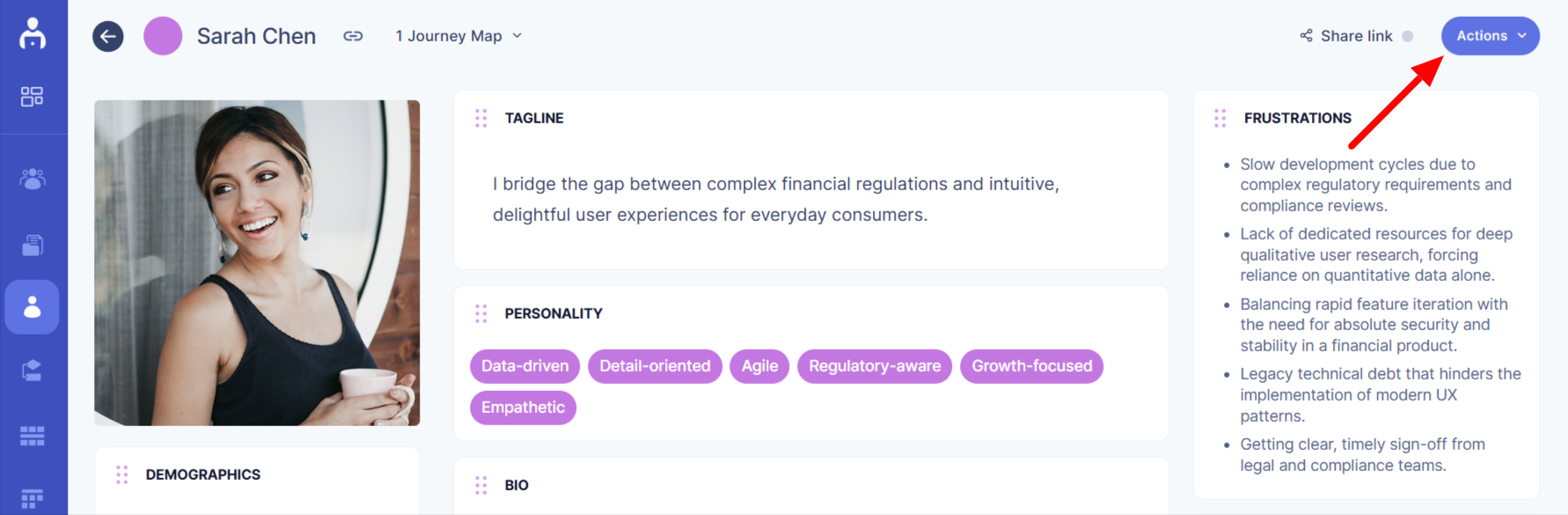 Action button in the persona