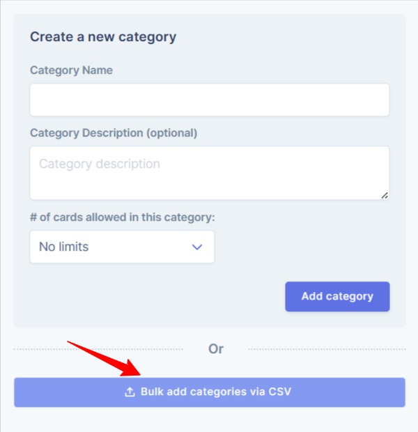 Bulk add categories via CSV