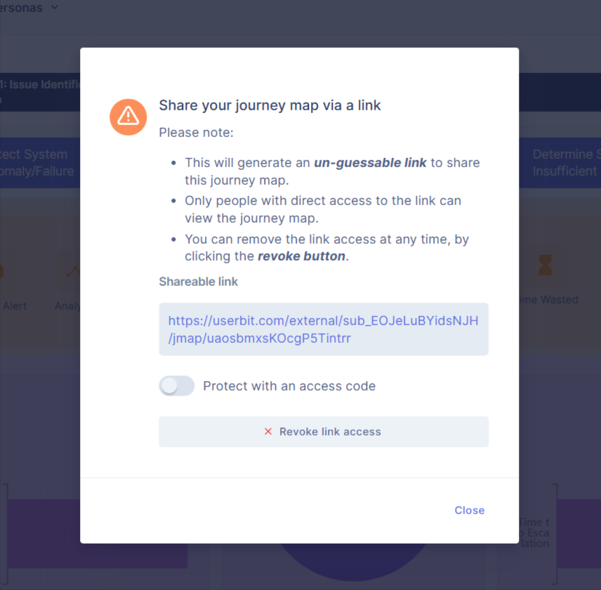 Share your journey map via a public and protected link