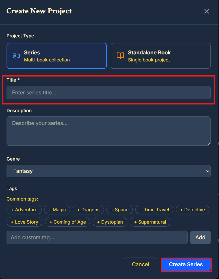 Create Series Form - Submit Button and Title Highlight.png