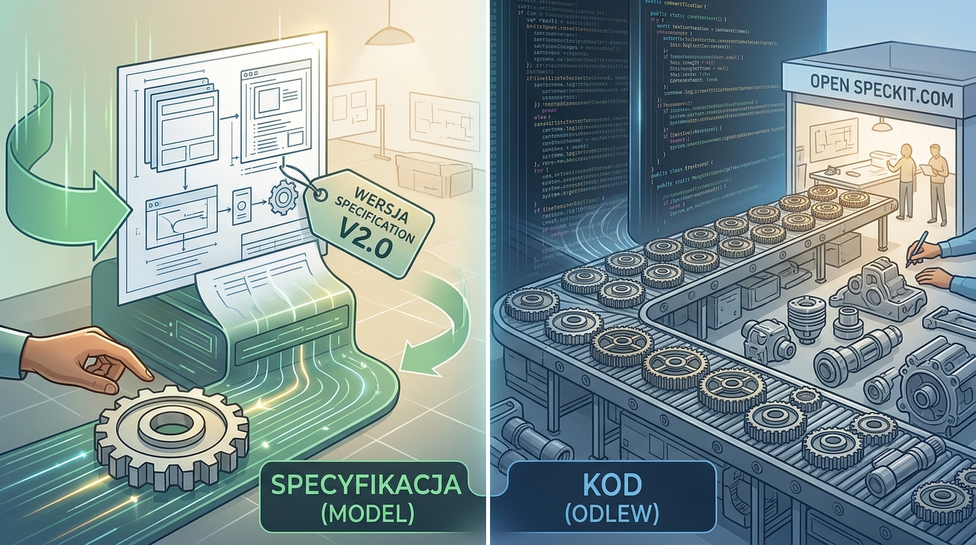 Kod jest odlewem, speckit jego modelem