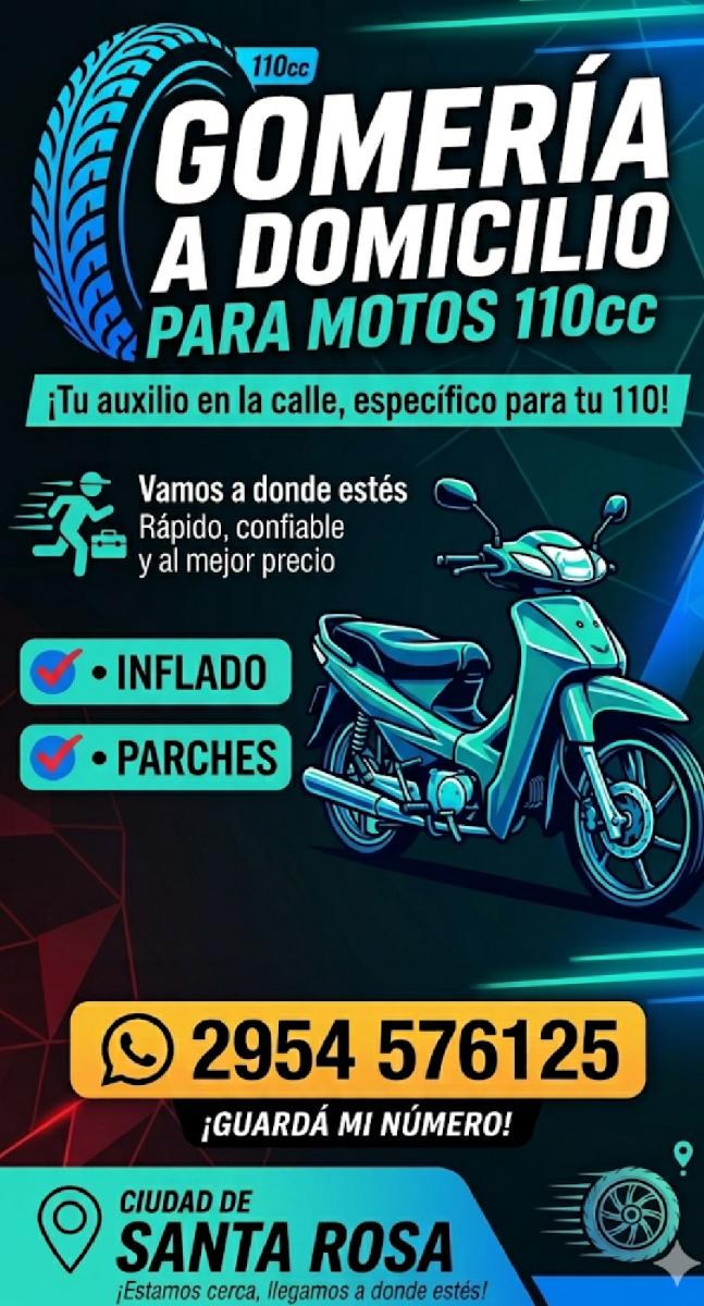 Gomeria a domicilio para motos chicas, venta y colocación de camaras