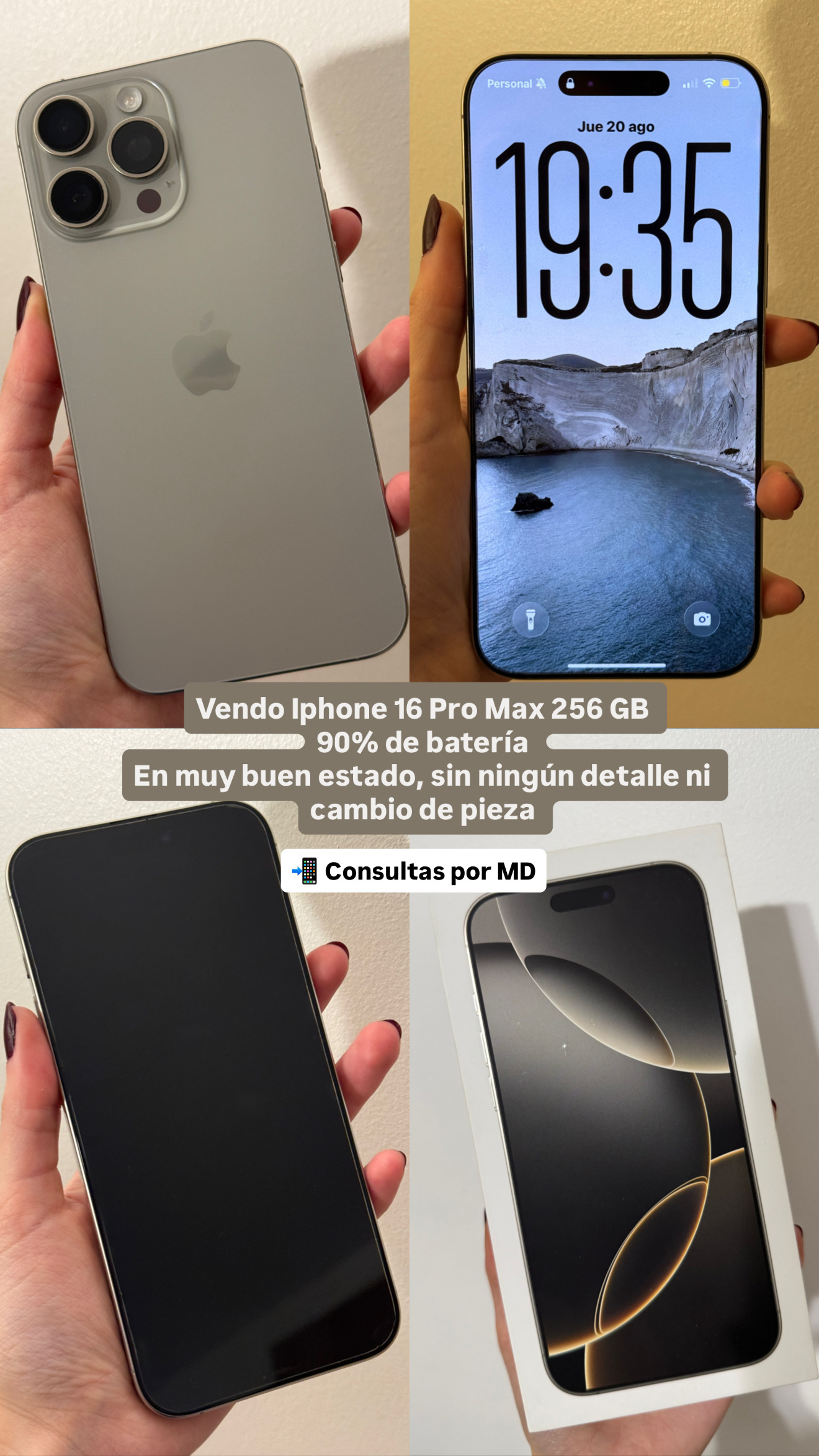 Vendo Iphone 16 Pro Max 256 GB, 90% de batería
