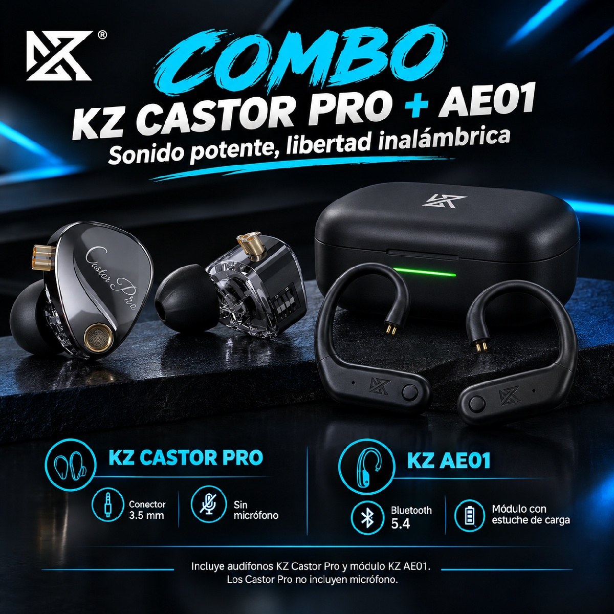 COMBO KZ CASTOR PRO BASS+MÓDULO KZAE01