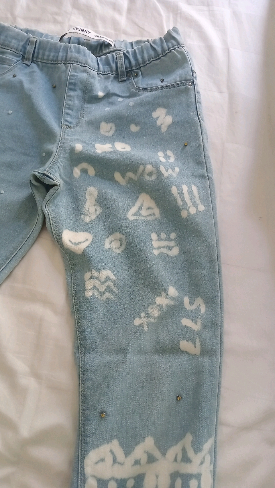 Faded blue jeans