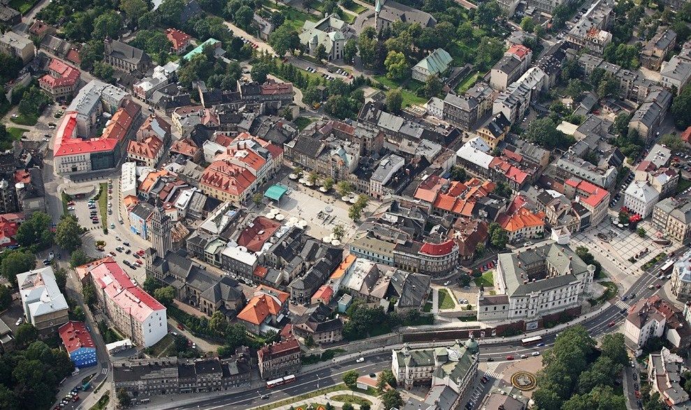 Zdjęcie lotnicze Starego Miasta w Bielsku-Białej