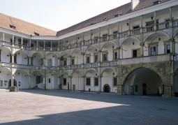 Stately castle courtyard