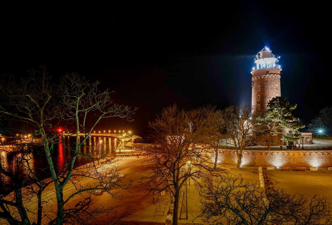 Lighthouse in Kołobreg at night