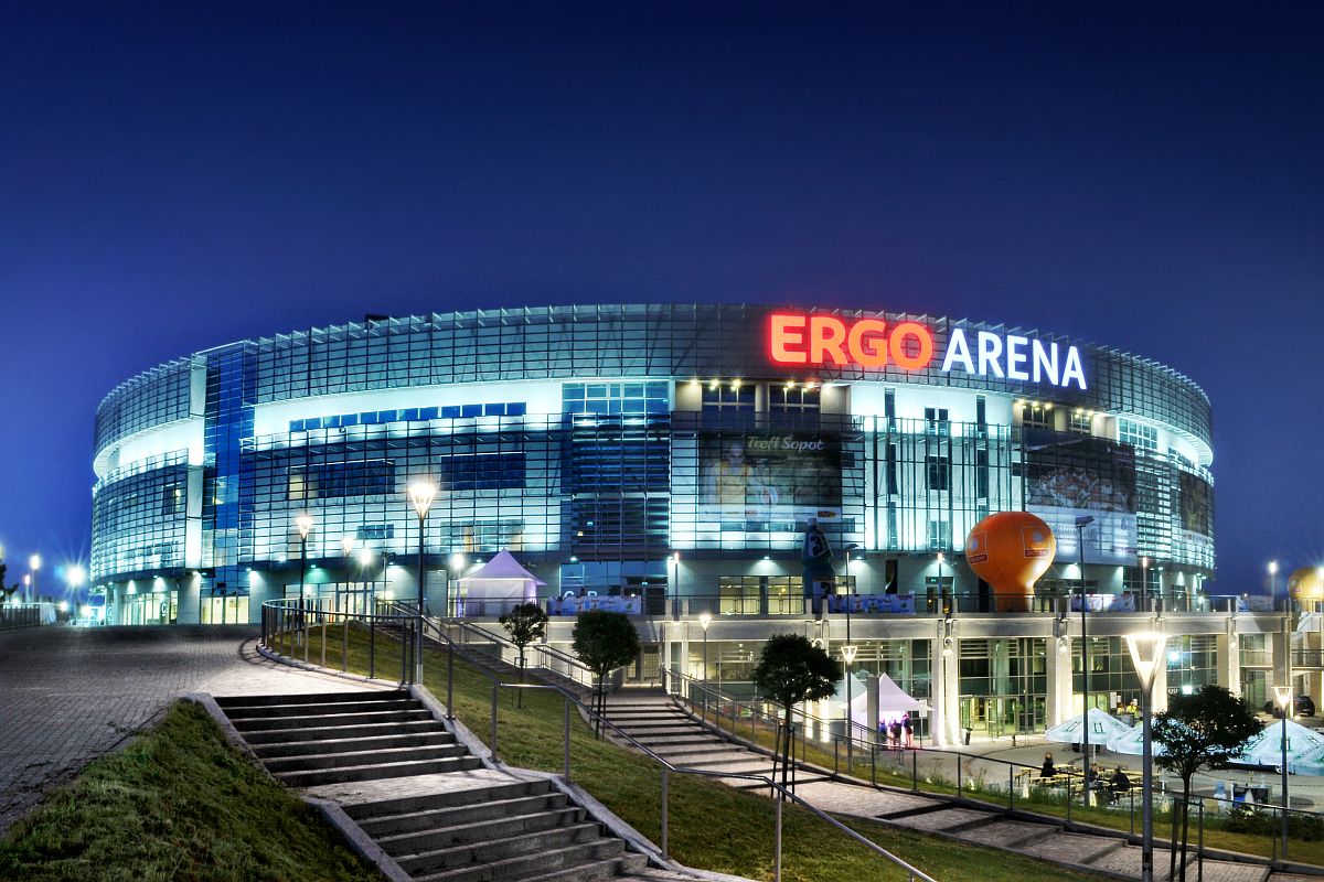 Ergo Arena after dusk