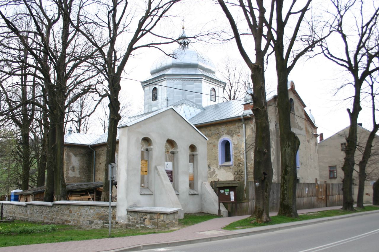 Historic church and belfry in Baligród