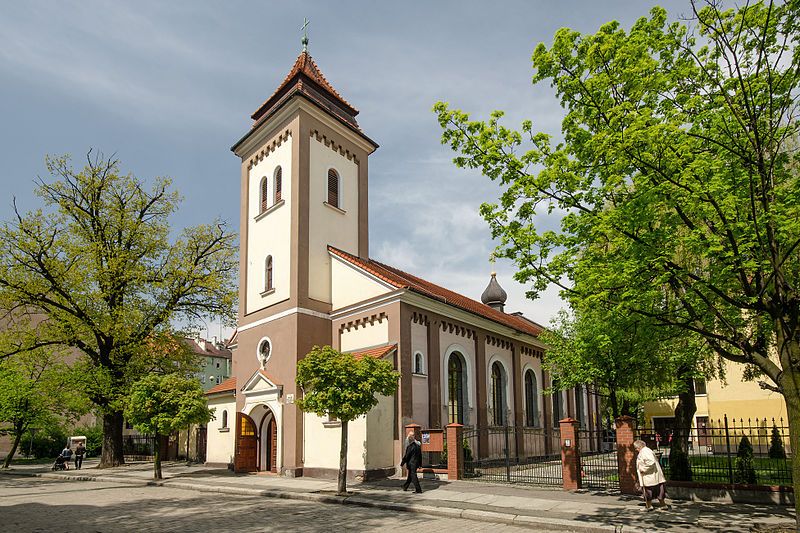 Front view of the church in Legnica