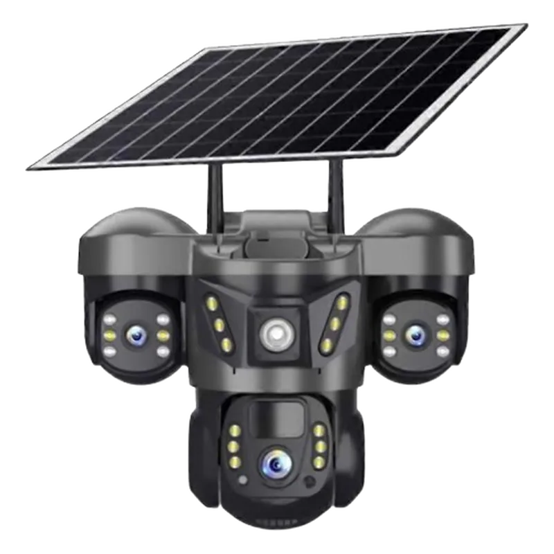 Camera de sueveillance solaire ptz 3 objectifs 6MP