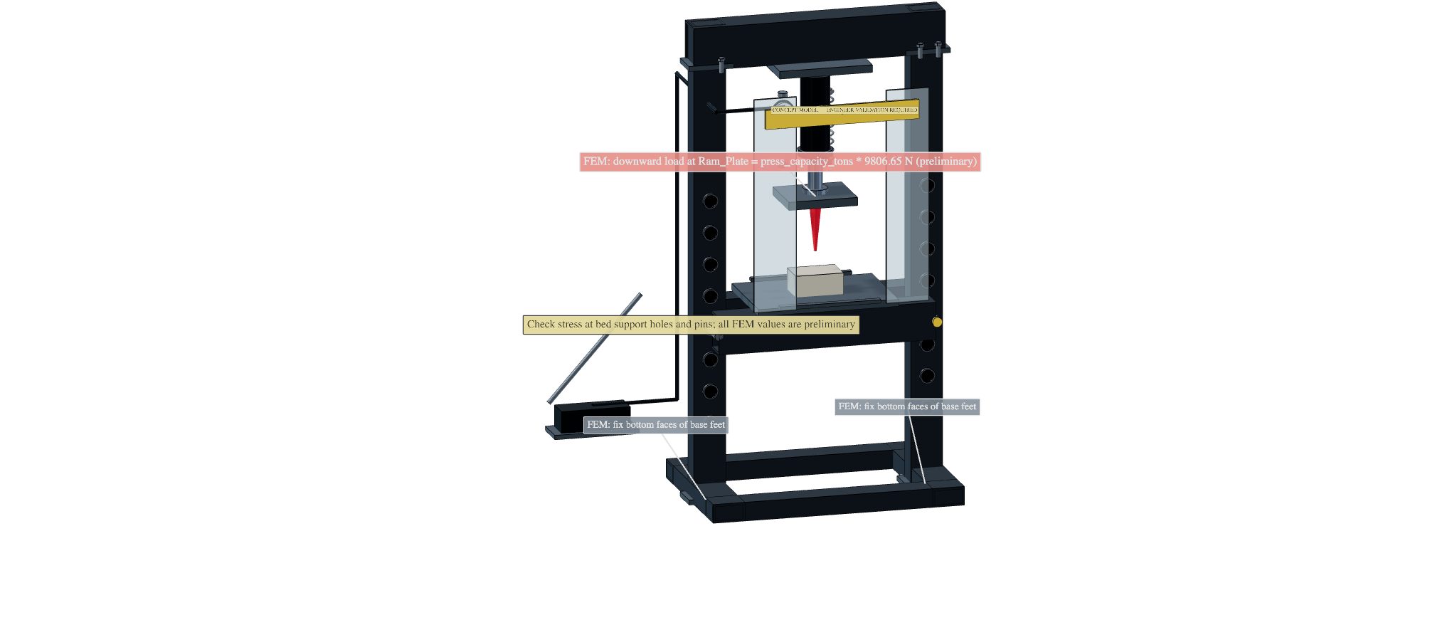 Workshop H-Frame Hydraulic Press 3D Configurator
