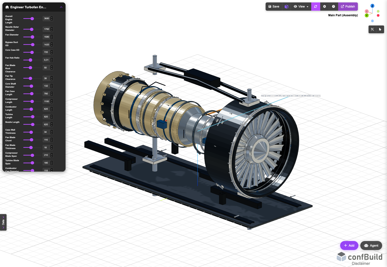 Engineer Turbofan Engine CAD Model 3D Configurator