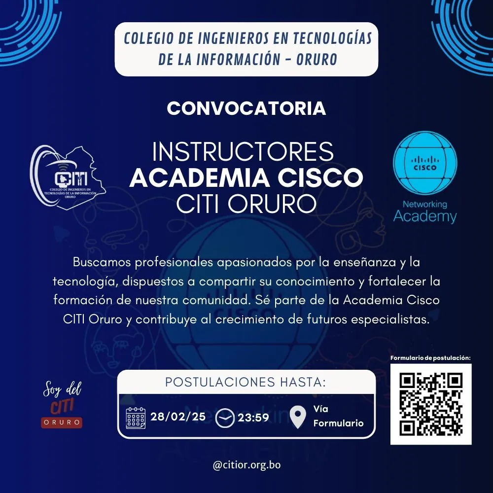 CONVOCATORIA A INSTRUCTORES ACADEMIA CISCO CITI ORURO