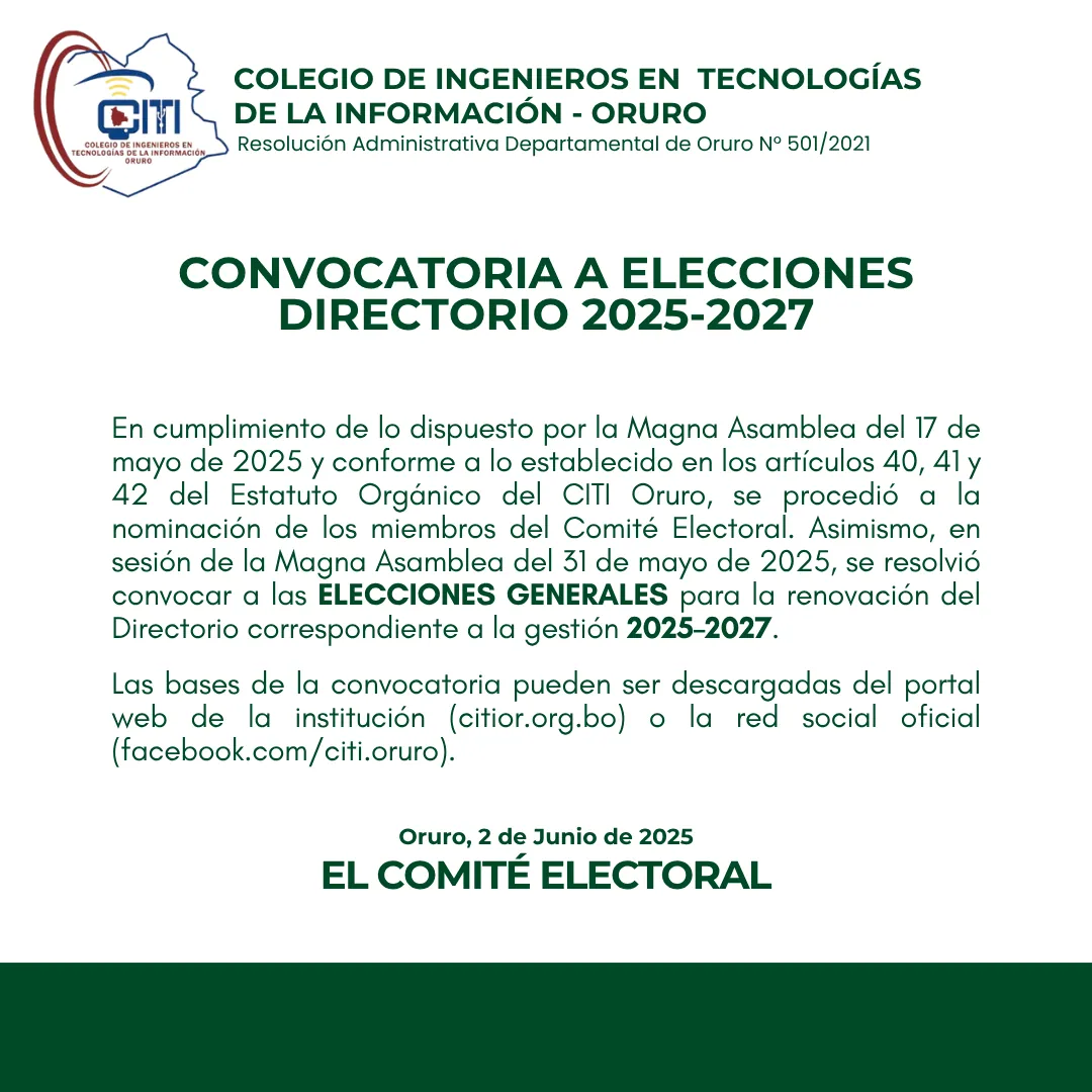 Convocatoria Elecciones Directorio 2025-2027