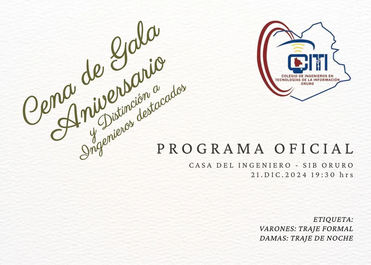 Programa Cena de Gala y Aniversario CITI Oruro 2024