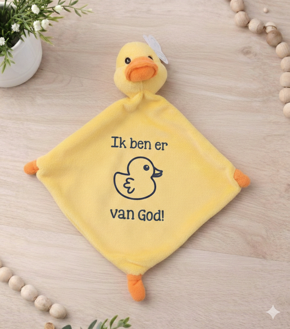 Knuffeldoekje 'Ik ben er eendje van God'