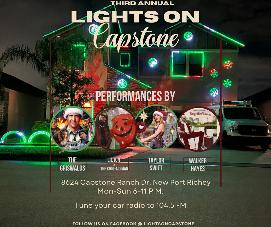 Lights on Capstone, Christmas lights in New Port Richey, FL (photo 1)