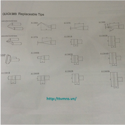 Mũi hàn thay thế sử dụng cho Quick 989