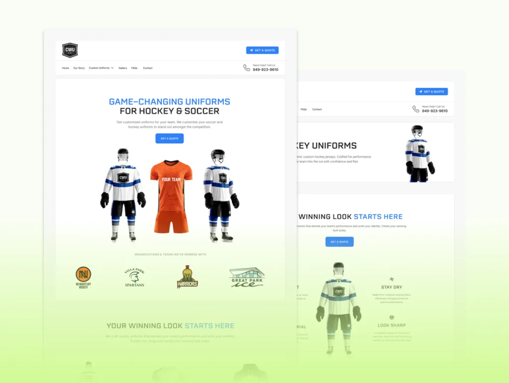 Example of a multi-page website with several sections and pages