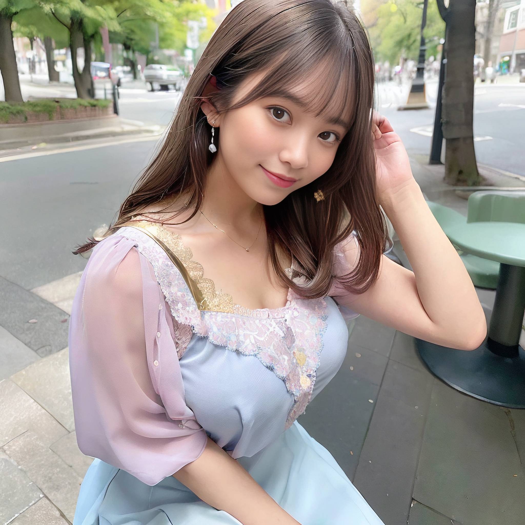 a young woman is posing for a picture 